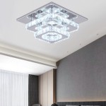 (30cm 2-Level Square, Adjustable) Modern LED Ceiling Light Crystal Chandelier